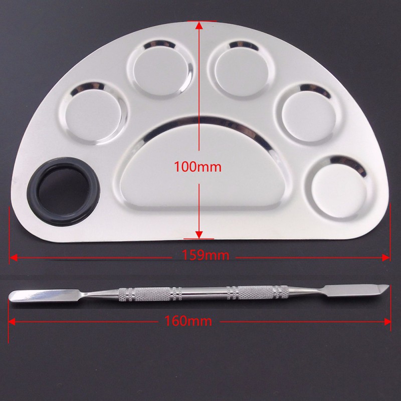 Stainless Steel Mixing Palette with Spatula Set
